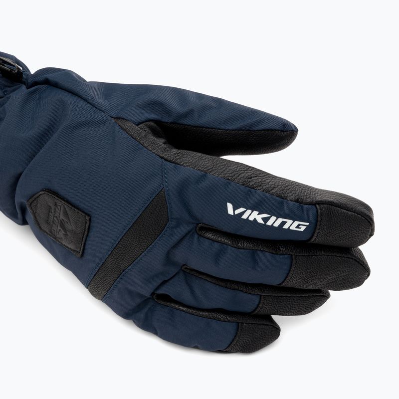 Pánske lyžiarske rukavice Viking Lars Ski navy/black kožené 5
