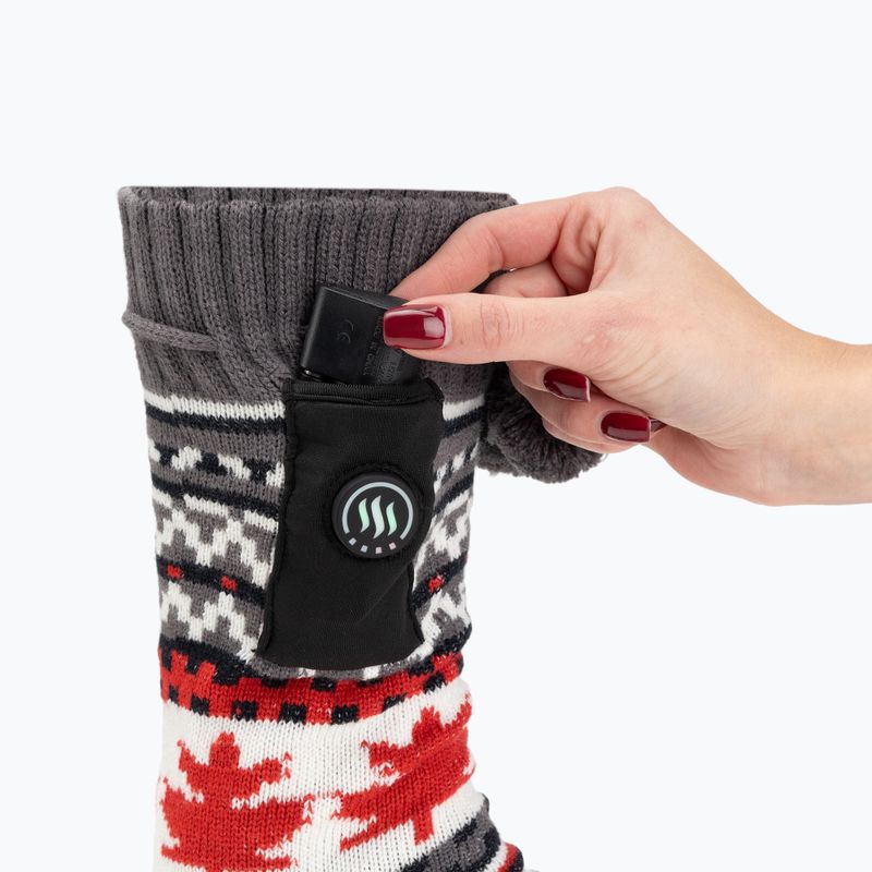 Glovii GOB biele/červené/sivé vyhrievané papuče s ponožkami 5