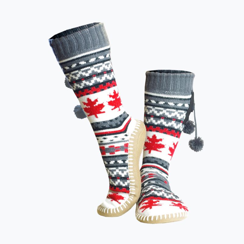 Glovii GOB biele/červené/sivé vyhrievané papuče s ponožkami 9