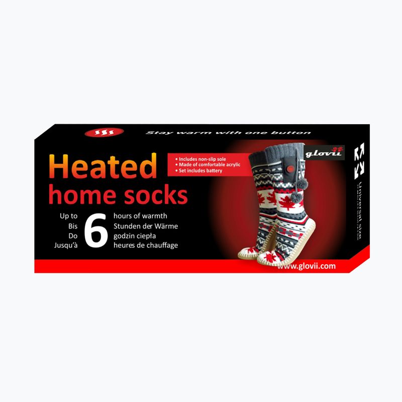 Glovii GOB biele/červené/sivé vyhrievané papuče s ponožkami 16
