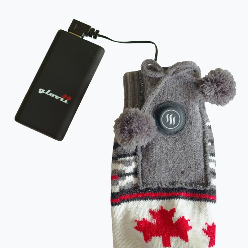 Vyhrievané papuče Glovii GQ4 biela/červená/sivá s ponožkami 7