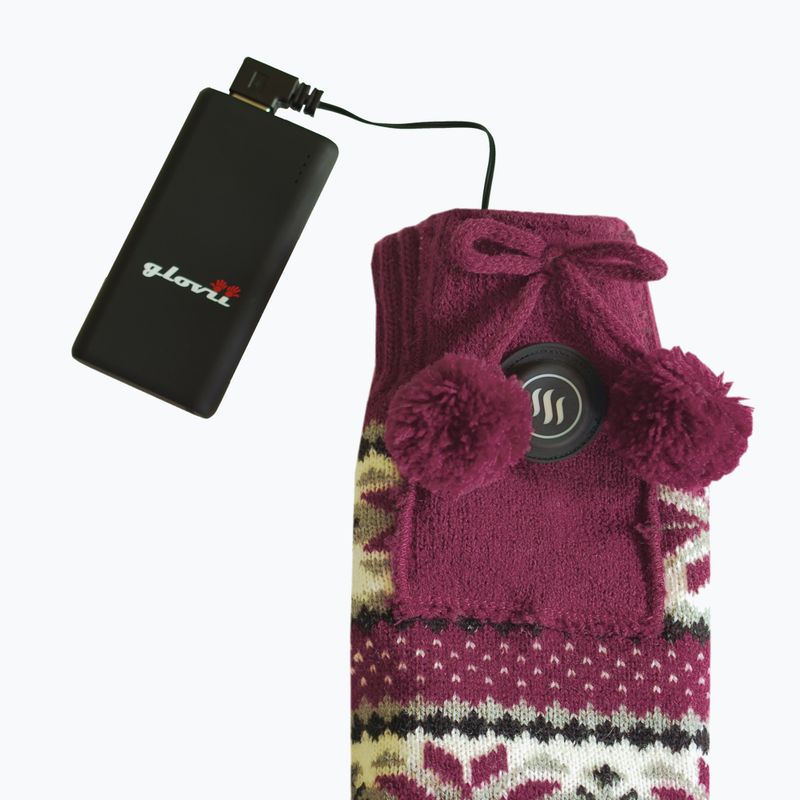 Vyhrievané papuče Glovii GQ5 biela/červená/sivá s ponožkami 7