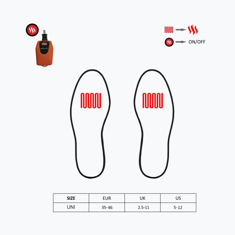 Glovii GW4U vyhrievané vložky do lyžiarskych topánok čierna/červená 9