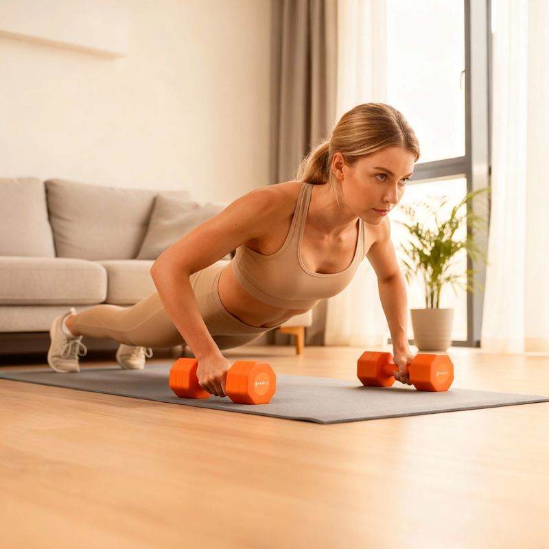 Nastaviteľné činky HMS HL03 2 x 2,5 kg orange 9