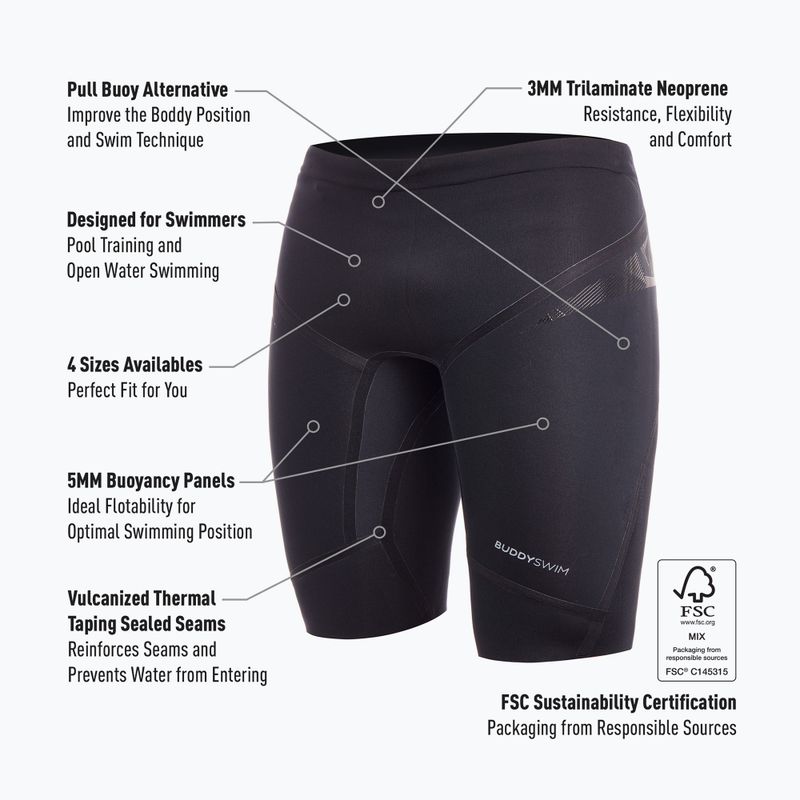 Neoprénové šortky BuddySwim Floating Trilaminate Warmth 5/3 mm čierne 4