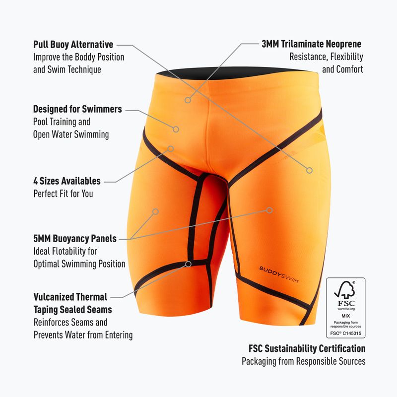 Neoprénové šortky BuddySwim Floating Trilaminate Warmth 5/3 mm oranžové 2