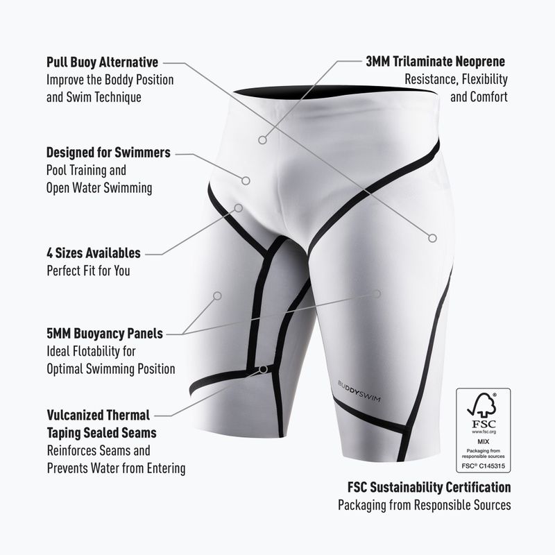 Neoprénové šortky BuddySwim Floating Trilaminate Warmth 5/3 mm white 3