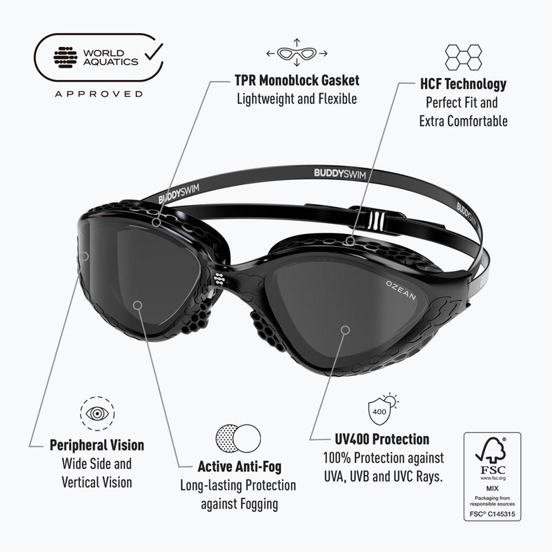 Plavecké okuliare BuddySwim Ozean black/smoke 5