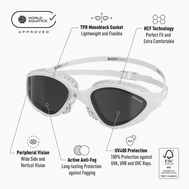 Plavecké okuliare BuddySwim Ozean white / smoke 2