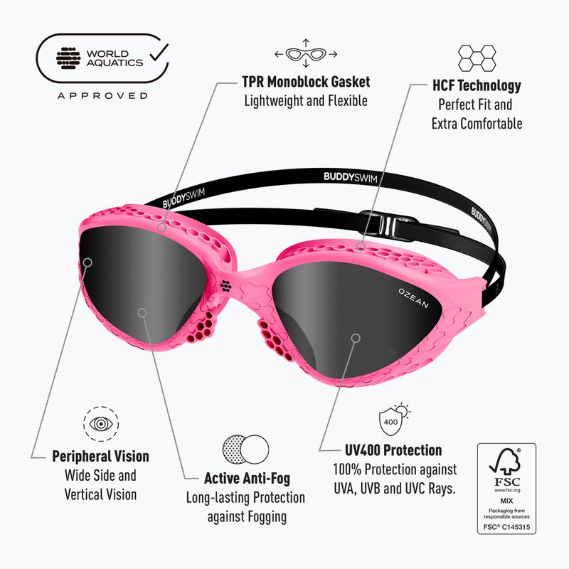 Plavecké okuliare BuddySwim Ozean pink/black/smoke 2