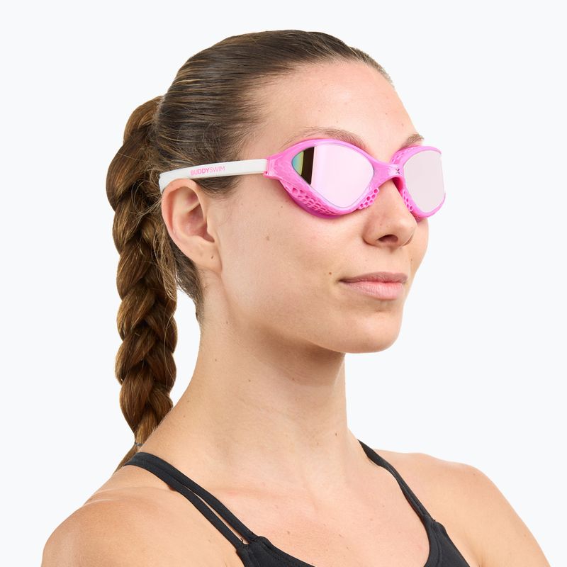 Plavecké okuliare BuddySwim OzeanX Mirror pink/white/iridium 3