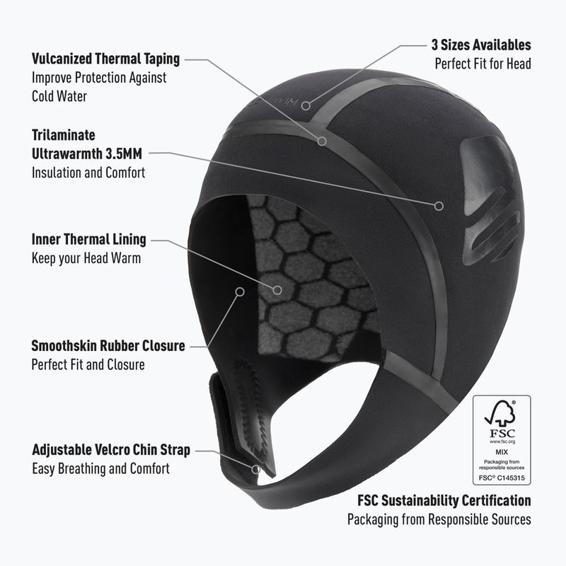 Neoprénová čiapka BuddySwim Ultra Warmth 3.5 mm black 3
