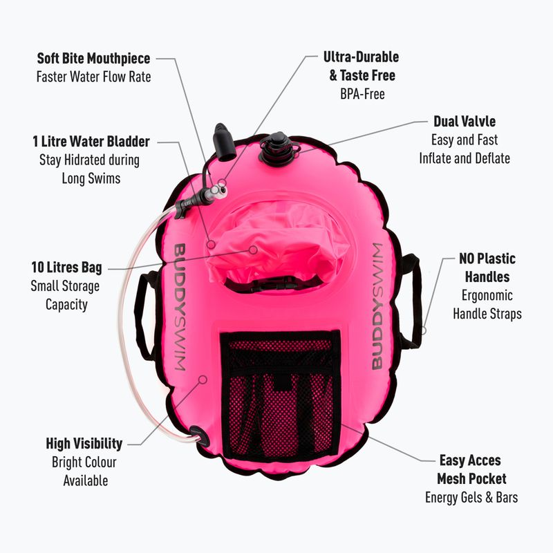 Bezpečnostná bójka Buddyswim Hydrastation Pro 10 l pink 4