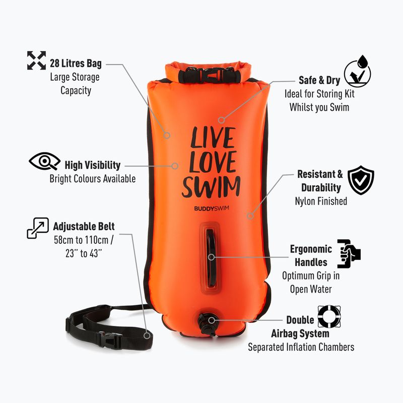 Záchranná bójka BuddySwim LLS Dry Bag 28 l orange 2