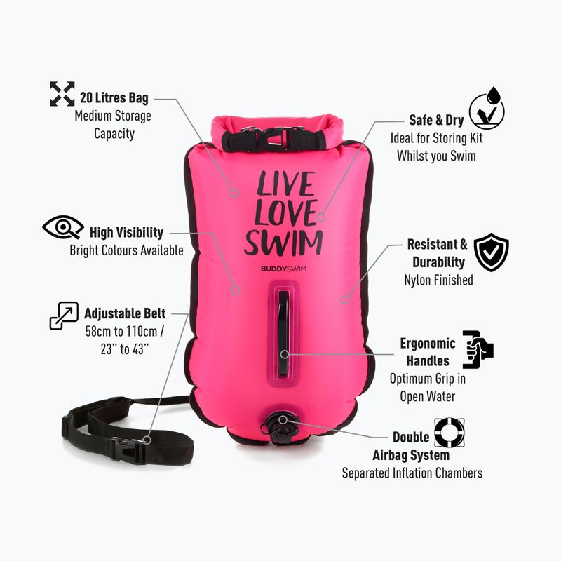 Záchranná bójka BuddySwim CSW Dry Bag 20 l pink 2