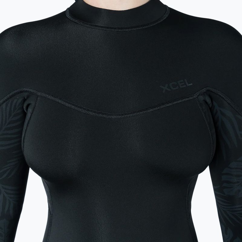 Dámsky plavecký neoprén Xcel Axis Back Zip Spring 2 mm black/palm/monstera print 3
