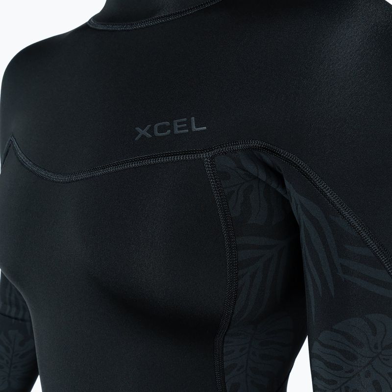 Dámsky plavecký neoprén Xcel Axis Back Zip Spring 2 mm black/palm/monstera print 4