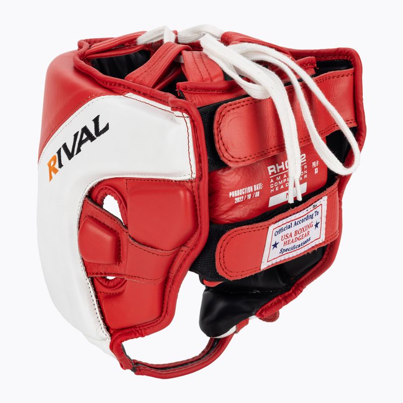 Boxerská prilba Rival Amateur Competition  Headgear červená/biela 3
