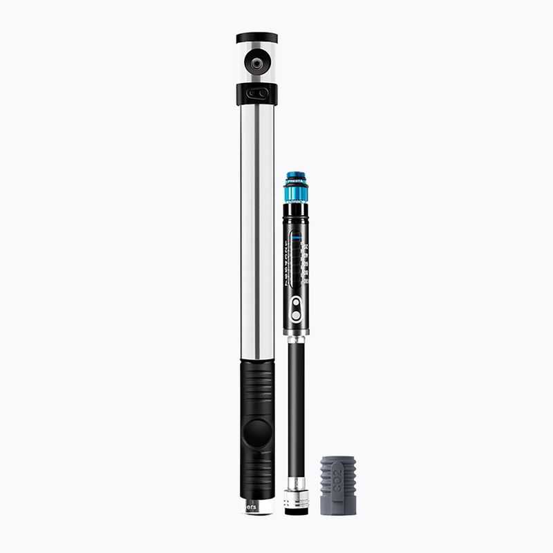 Crankbrothers Klic HP Gauge + CO2 120 psi strieborná pumpa na bicykel
