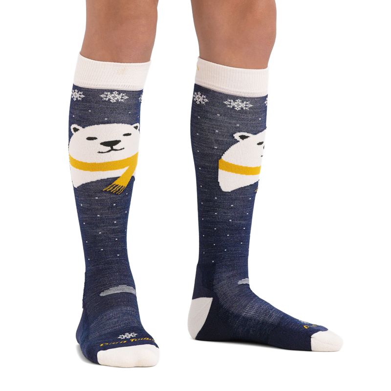 Detské lyžiarske ponožky Darn Tough Polar Bear OTC Midweight with Cushion w/ Padded Shin blue 2