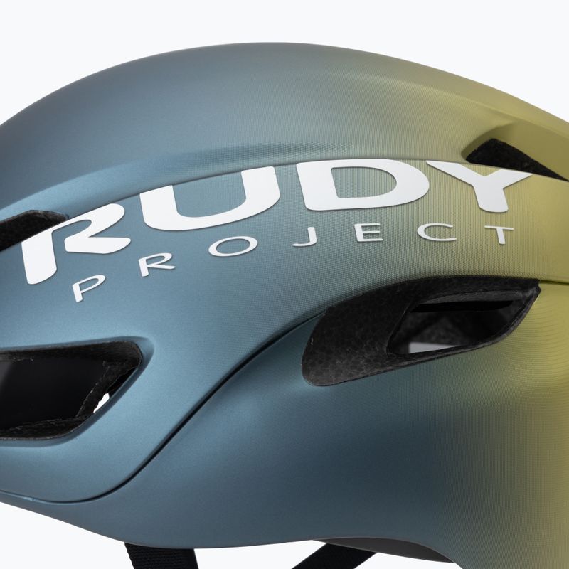 Cyklistická prilba Rudy Project Nytron blue avio/apple green metal matte 7
