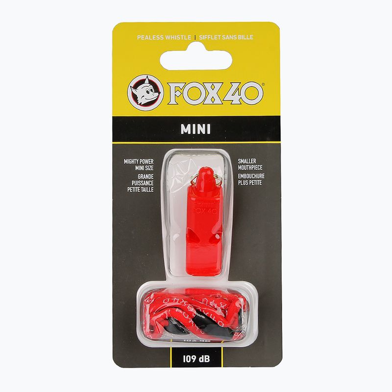 Píšťalka so šnúrou Fox 40 Mini Safety červená 2