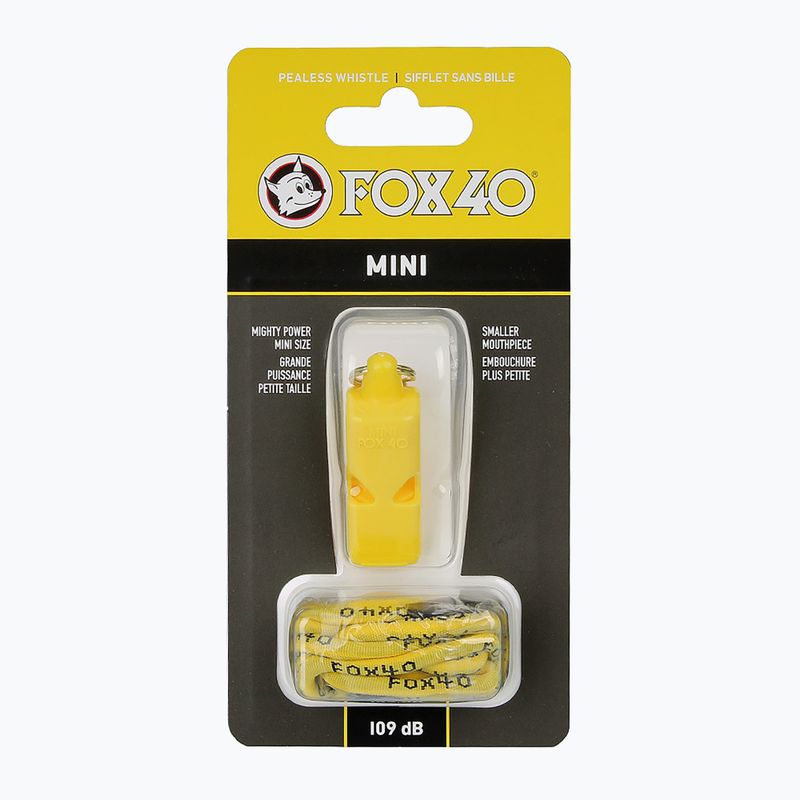 Píšťalka so šnúrou Fox 40 Mini Safety žltá 2