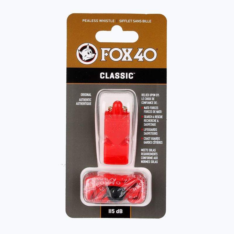 Píšťalka so šnúrou Fox 40 Classic Safety červená 2