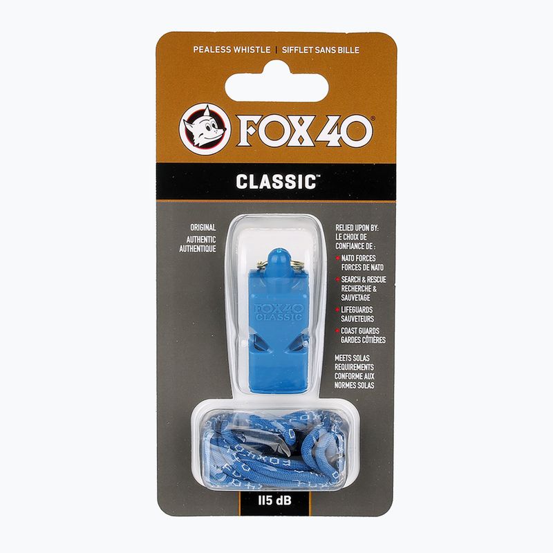 Píšťalka so šnúrou Fox 40 Classic Safety modrá 2