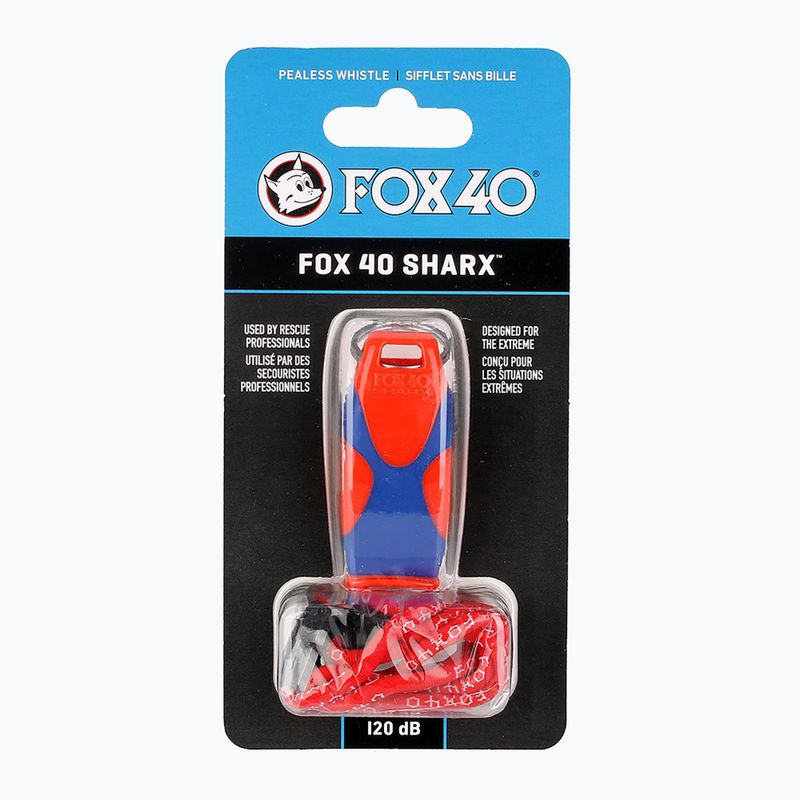 Fox 40 Sharx Bezpečnostná oranžová/modrá píšťalka so šnúrou 3
