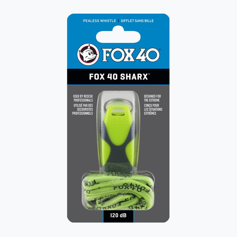 Fox 40 Sharx Bezpečnostná neónová/sivá píšťalka so šnúrou