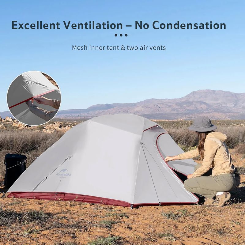 Trekingový stan 3 - miestny Naturehike Updated Cloud Up 3 light grey/red 9