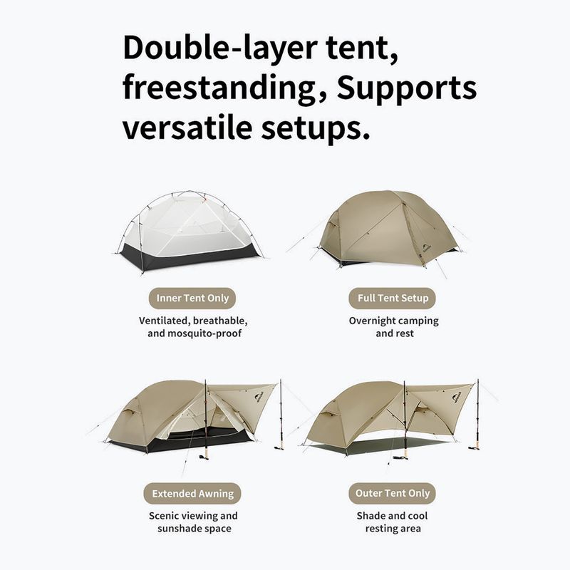 Trekingový stan pre 2 osoby Naturehike Mongar UL 2 15D moon rock sand 2