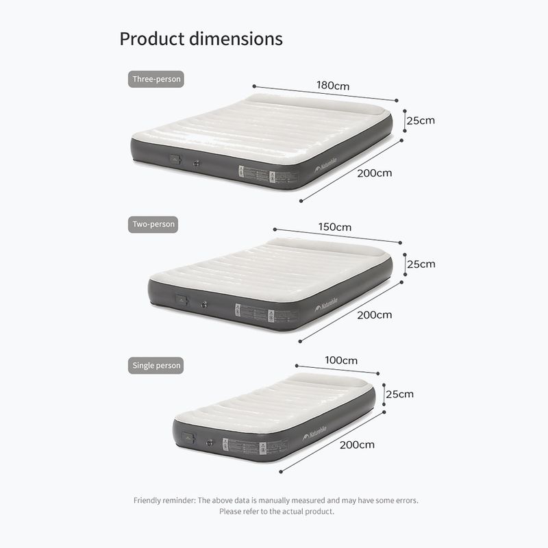 Nafukovací matrac Naturehike Chenjing with Pillow Double grey 2