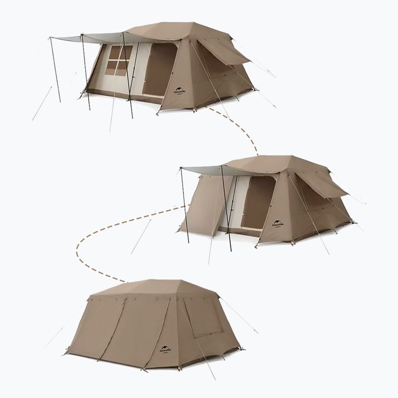 Kempingový stan pre 4 osoby Naturehike Village 13 Ridge Ultimate Edition brown/ti black 2