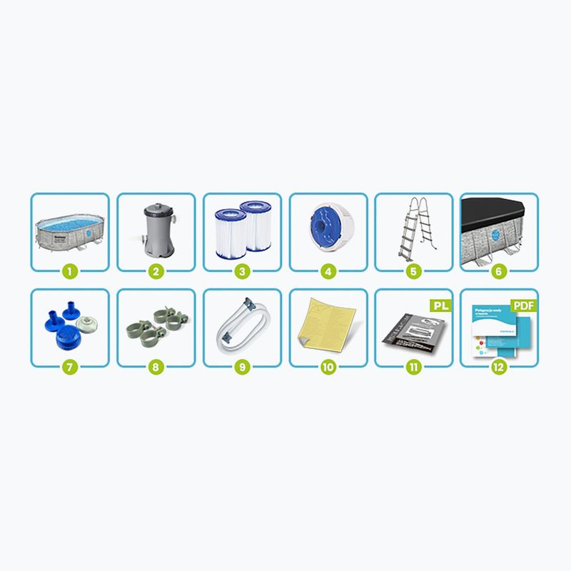 Bestway Power Steel Swim Oválny bazénový set série Vista 427 x 250 cm sivý 10