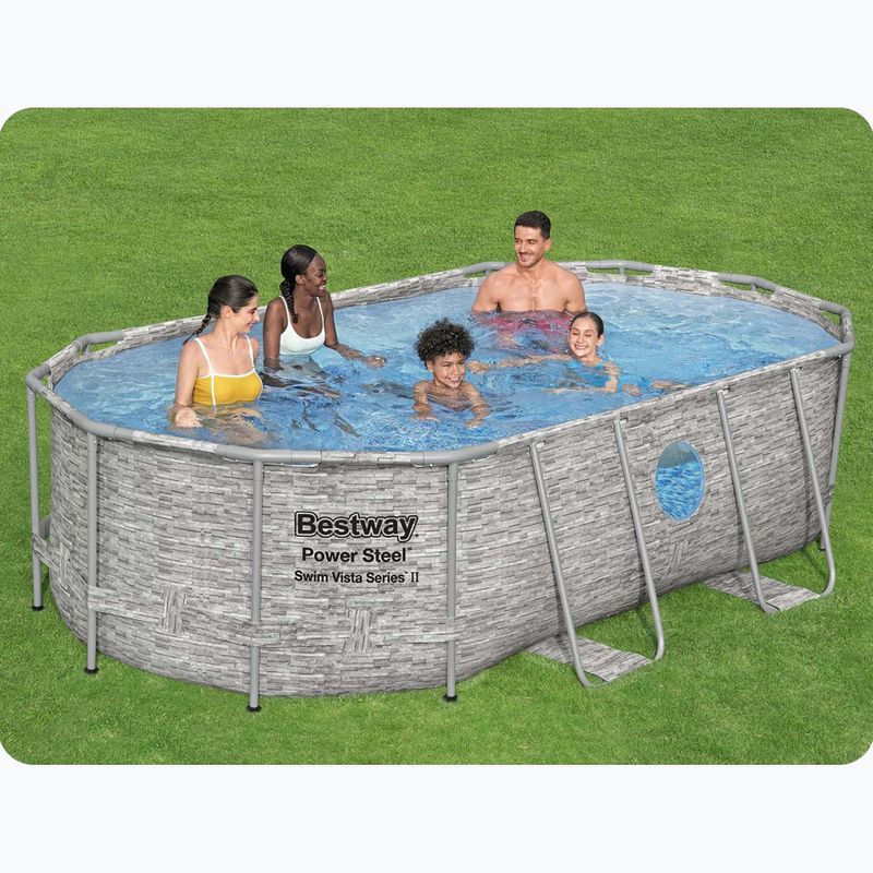Bestway Power Steel Swim Oválny bazénový set série Vista 427x250 cm sivý 14