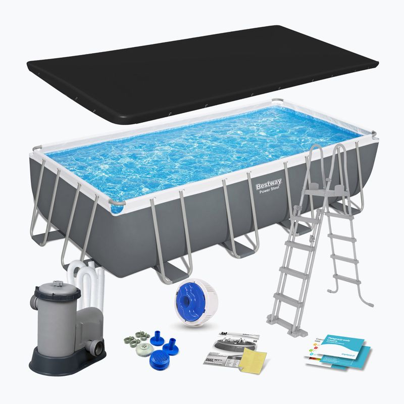 Obdĺžniková bazénová súprava Bestway Power Steel 56465N 549 x 274 cm tmavo sivá