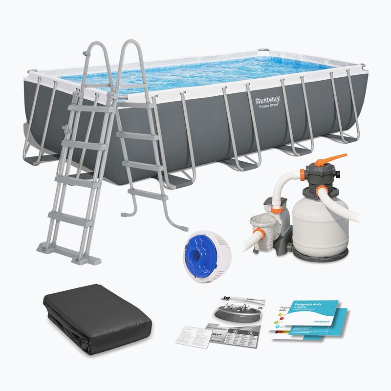 Obdĺžniková bazénová súprava Bestway Power Steel 56466N 549 x 274 cm tmavo sivá