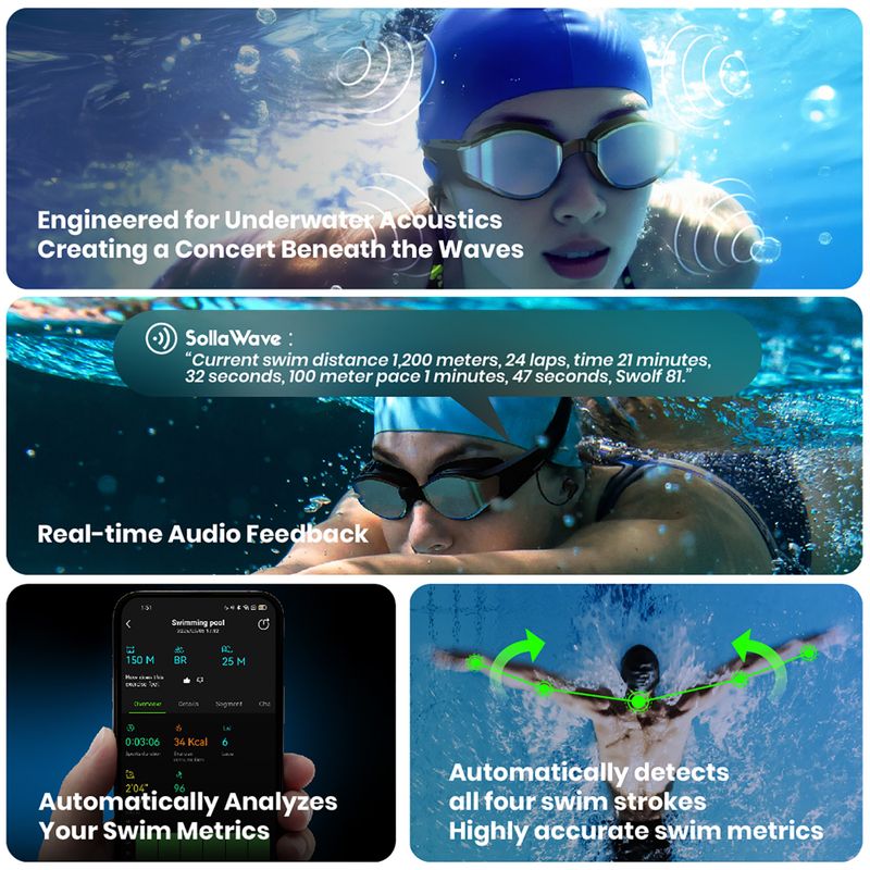 Plavecké okuliare Holoswim Solla Wave AI Music silver 8