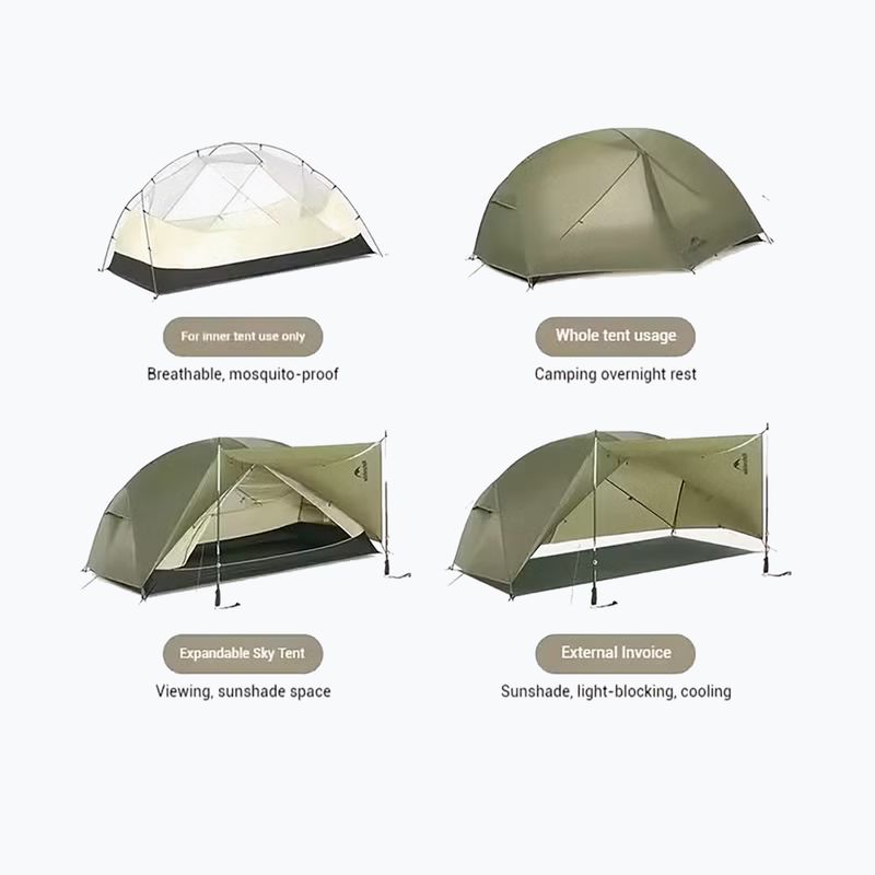 Trekingový stan pre 1 osobu Naturehike Mongar Pro 1 20D olive 3