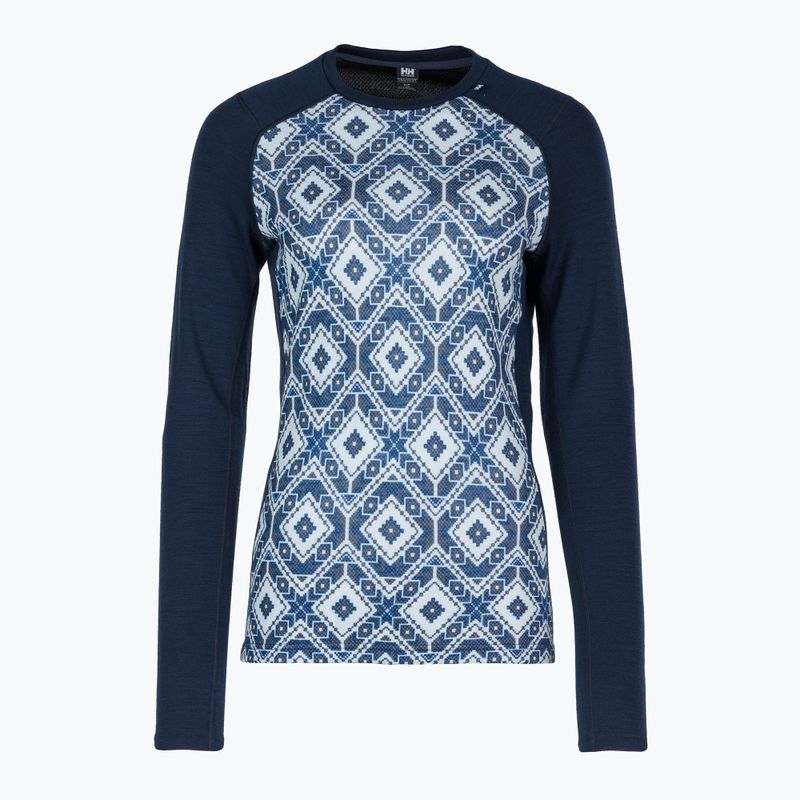 Dámska termoaktívna mikina Helly Hansen Lifa Merino Midweight Graphic Crew navy star pixel 5