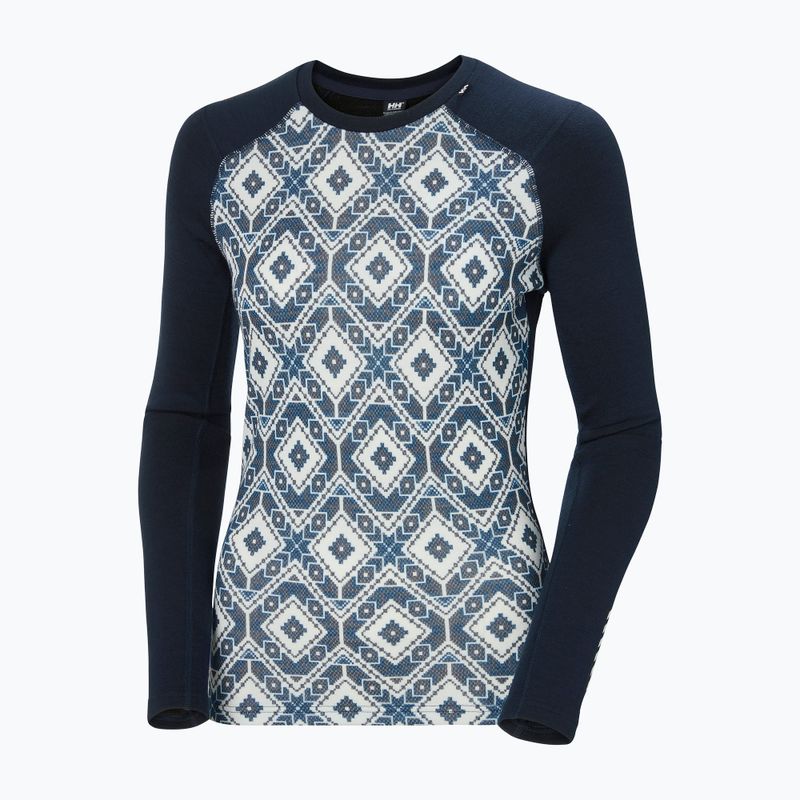 Dámska termoaktívna mikina Helly Hansen Lifa Merino Midweight Graphic Crew navy star pixel 9