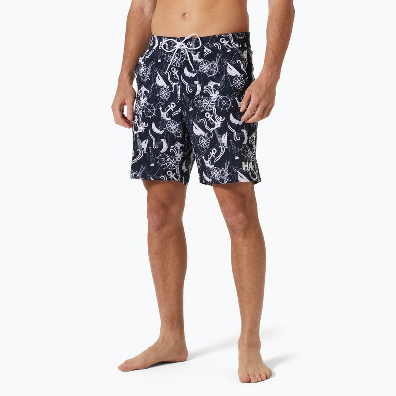 Pánske plavecké šortky Helly Hansen Newport Boardshorts 8" navy aop