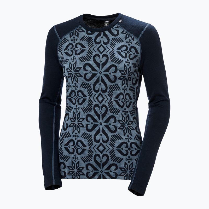 Dámska termoaktívna mikina Helly Hansen Lifa Merino Midweight Graphic Crew navy nordic rose aop 5