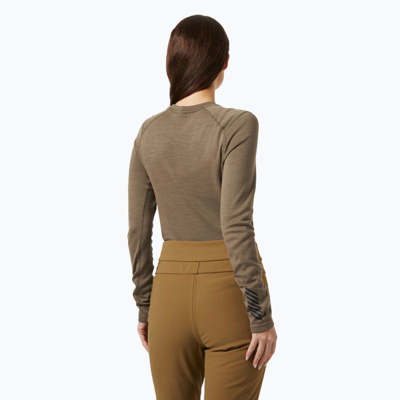 Dámske termo tričko longsleeve Helly Hansen Lifa Merino Midweight Graphic Crew sepia houndstooth aop 2