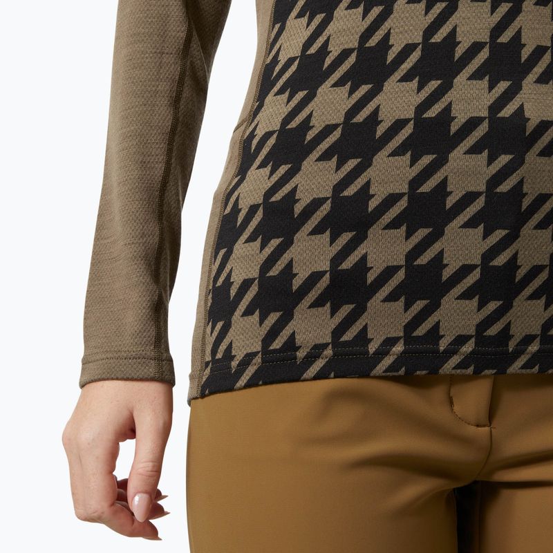 Dámske termo tričko longsleeve Helly Hansen Lifa Merino Midweight Graphic Crew sepia houndstooth aop 4
