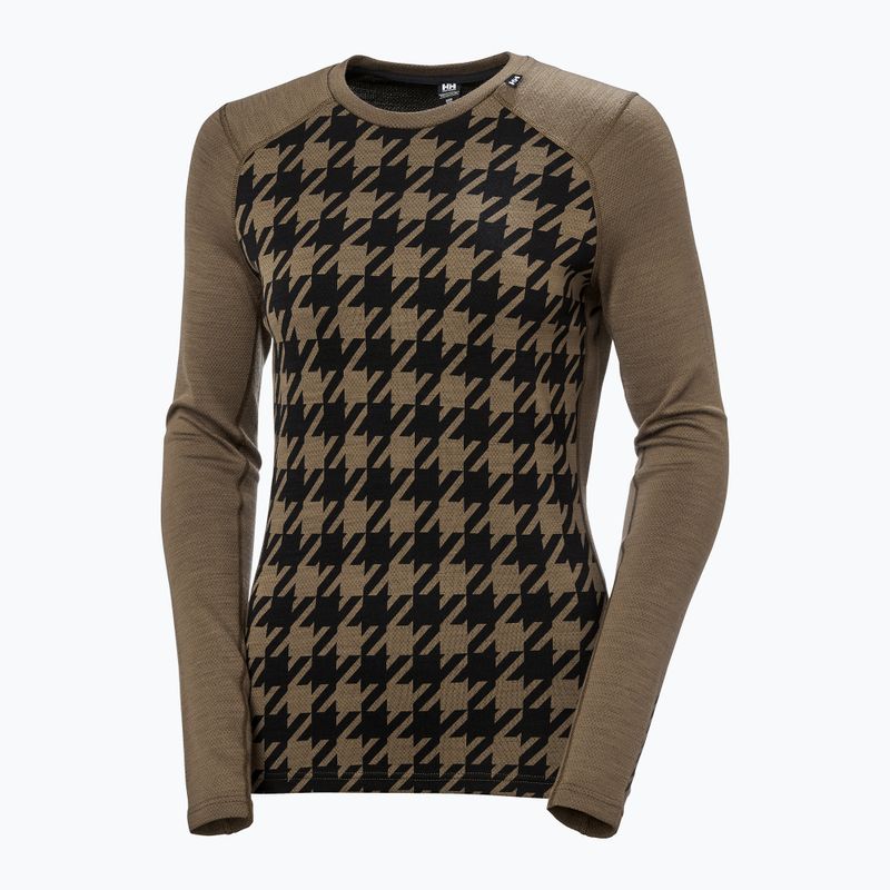 Dámske termo tričko longsleeve Helly Hansen Lifa Merino Midweight Graphic Crew sepia houndstooth aop 5