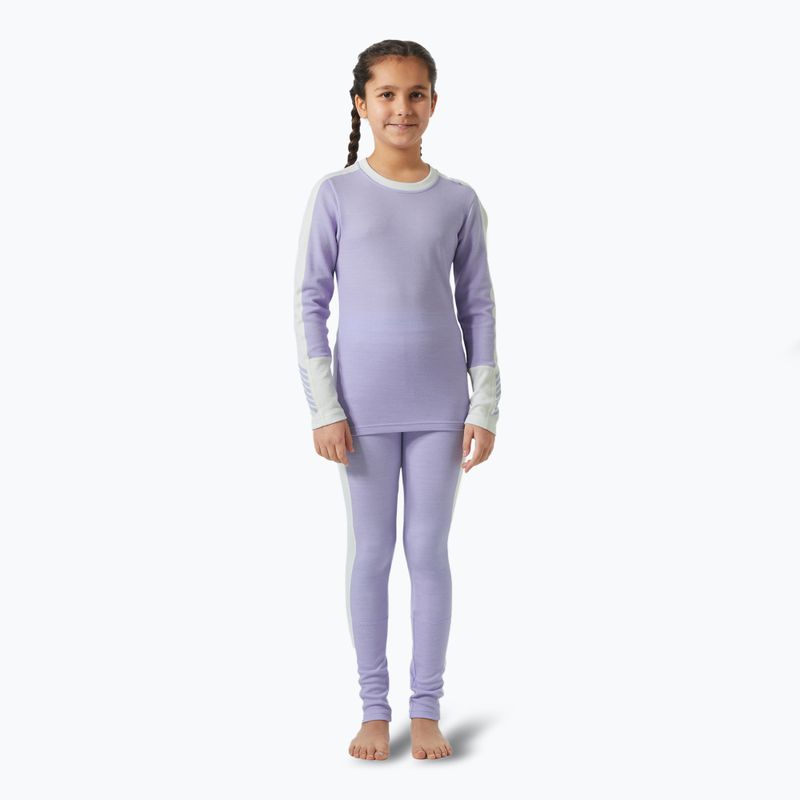 Detská súprava termoprádla Helly Hansen JR Lifa Merino Midweight bright lavender