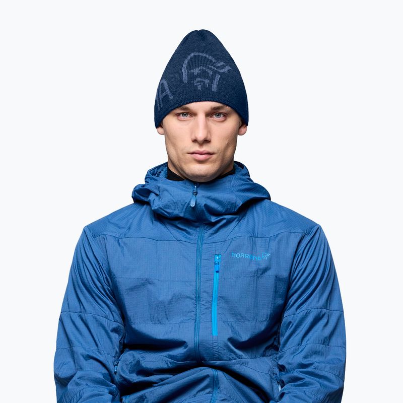 Zimná čiapka NORRONA MerinoUll Logo Beanie indigo night melange 2